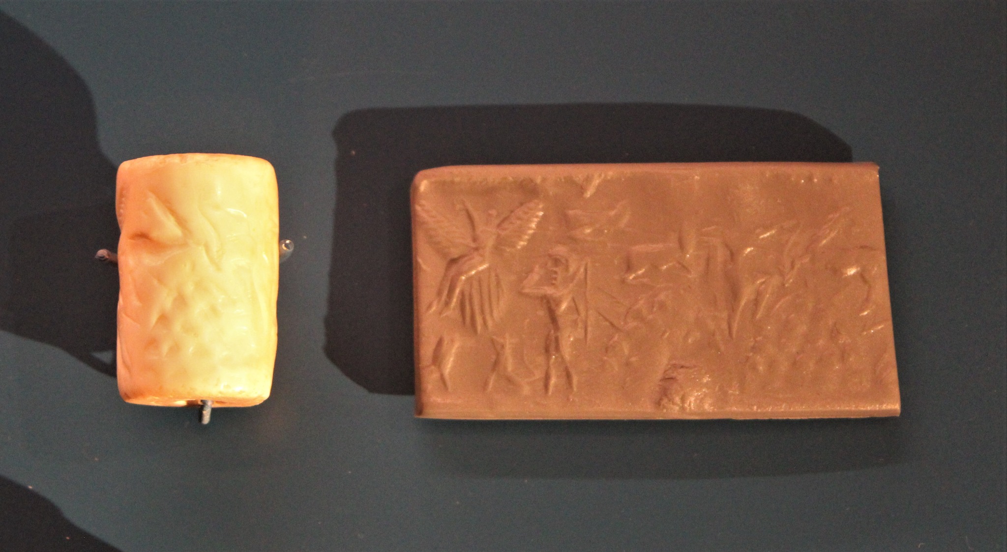Akkadian cylinder seal and impression associated with the Etana legend, showing the hero and the eagle.