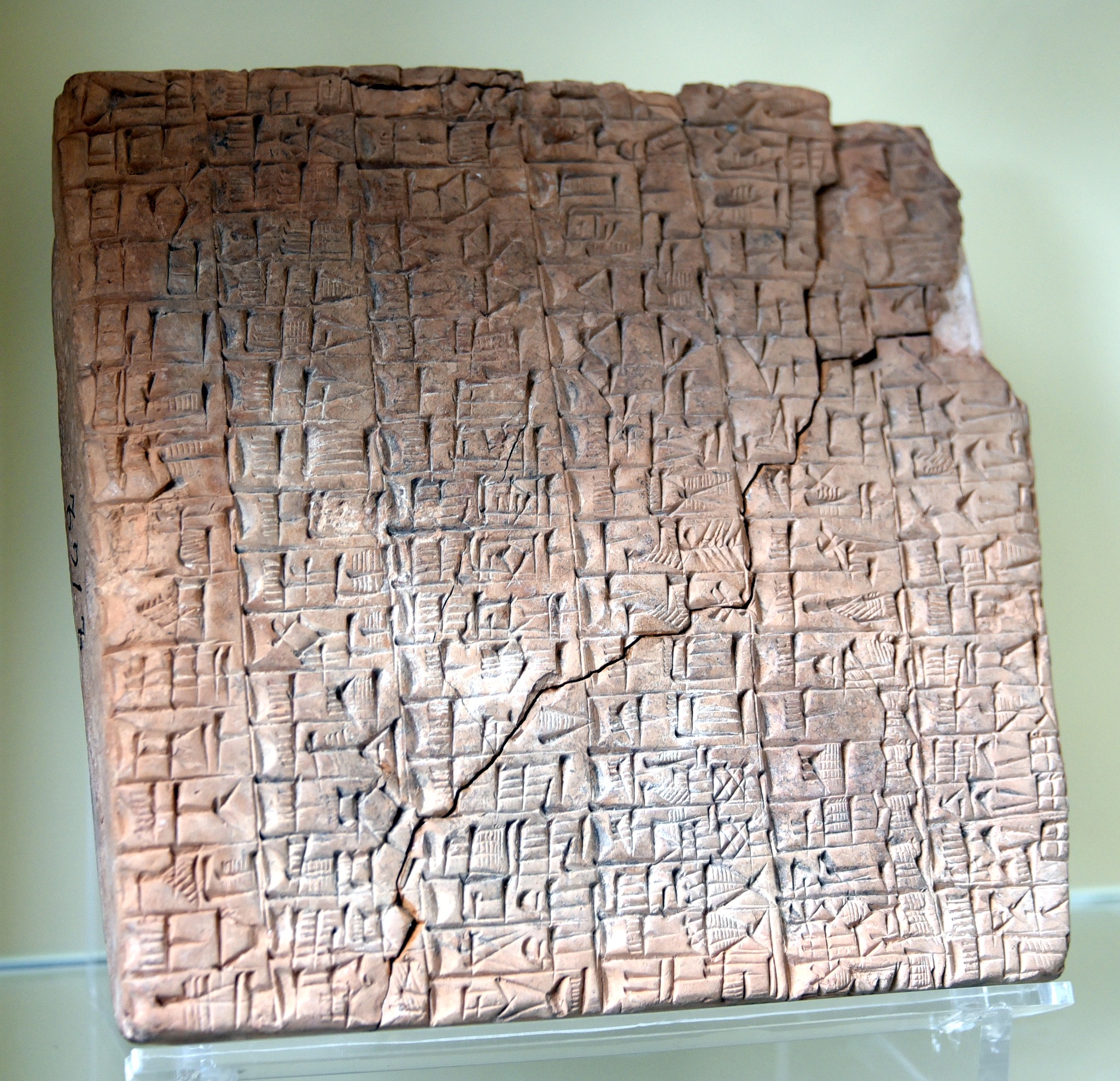 Early Dynastic cuneiform tablet from Shuruppak listing different professions.